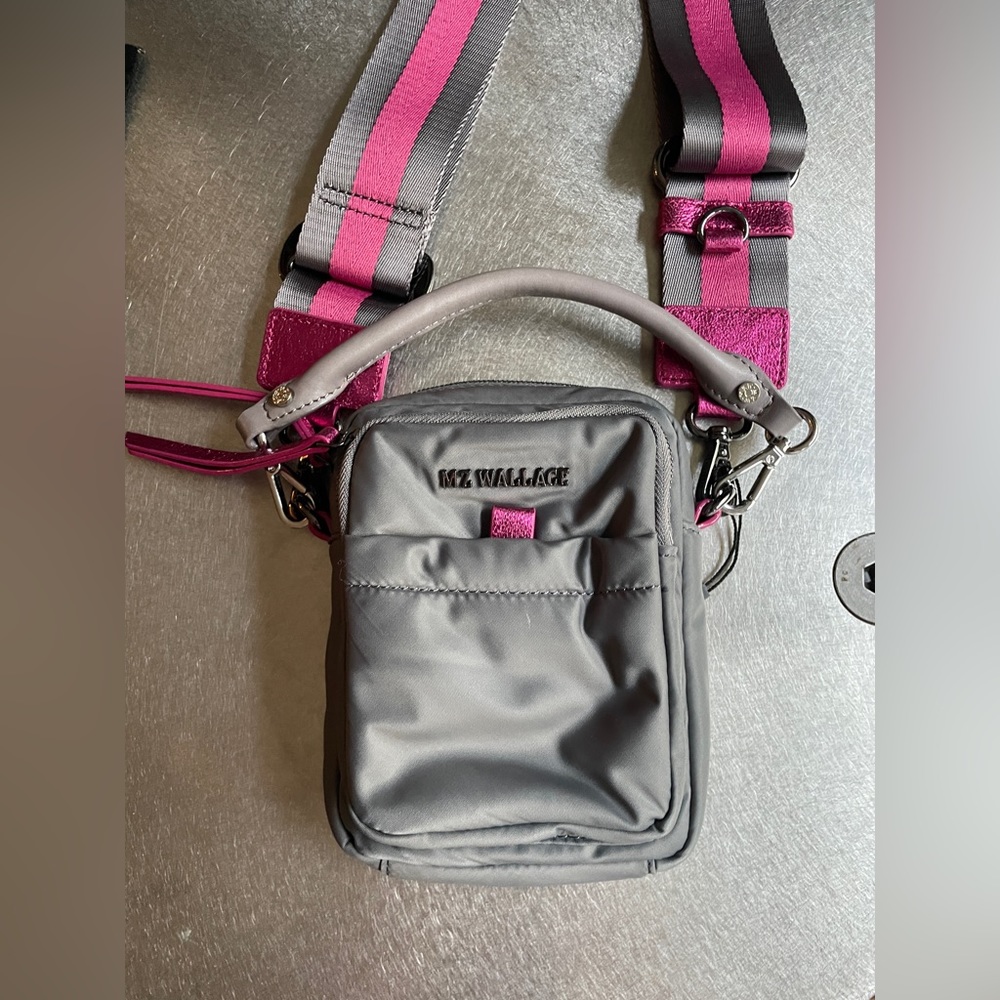 MZW Bowery Crossbody Mini in Ash! Grey & Pink, adjustable removable strap,NWOT. - Picture 11 of 14